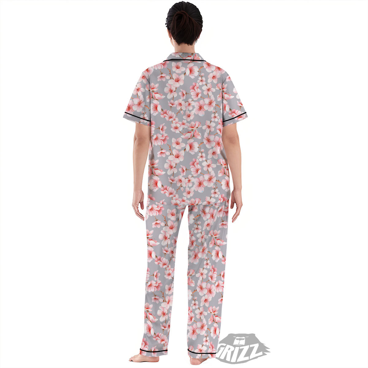 Cherry Blossom Japanese Print Pattern Women's Pajamas Set-grizzshop