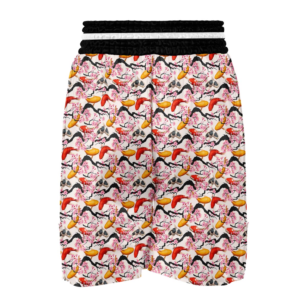 Cherry Blossom Koi Fish Pattern Print Boxing Shorts-grizzshop