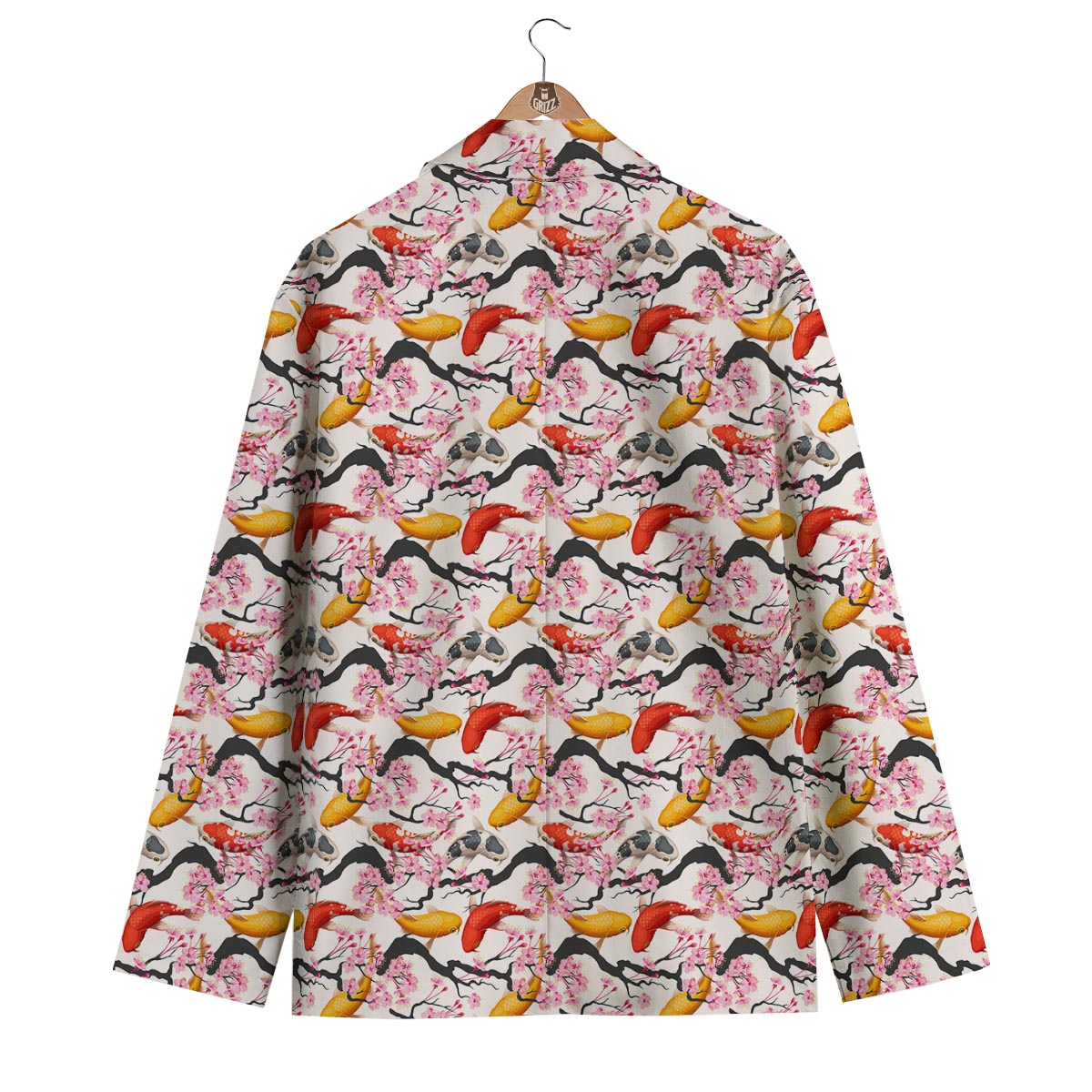 Cherry Blossom Koi Fish Pattern Print Men's Blazer-grizzshop