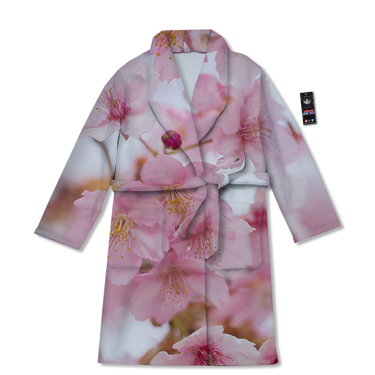 Cherry Blossom Pink Print Bathrobe-grizzshop