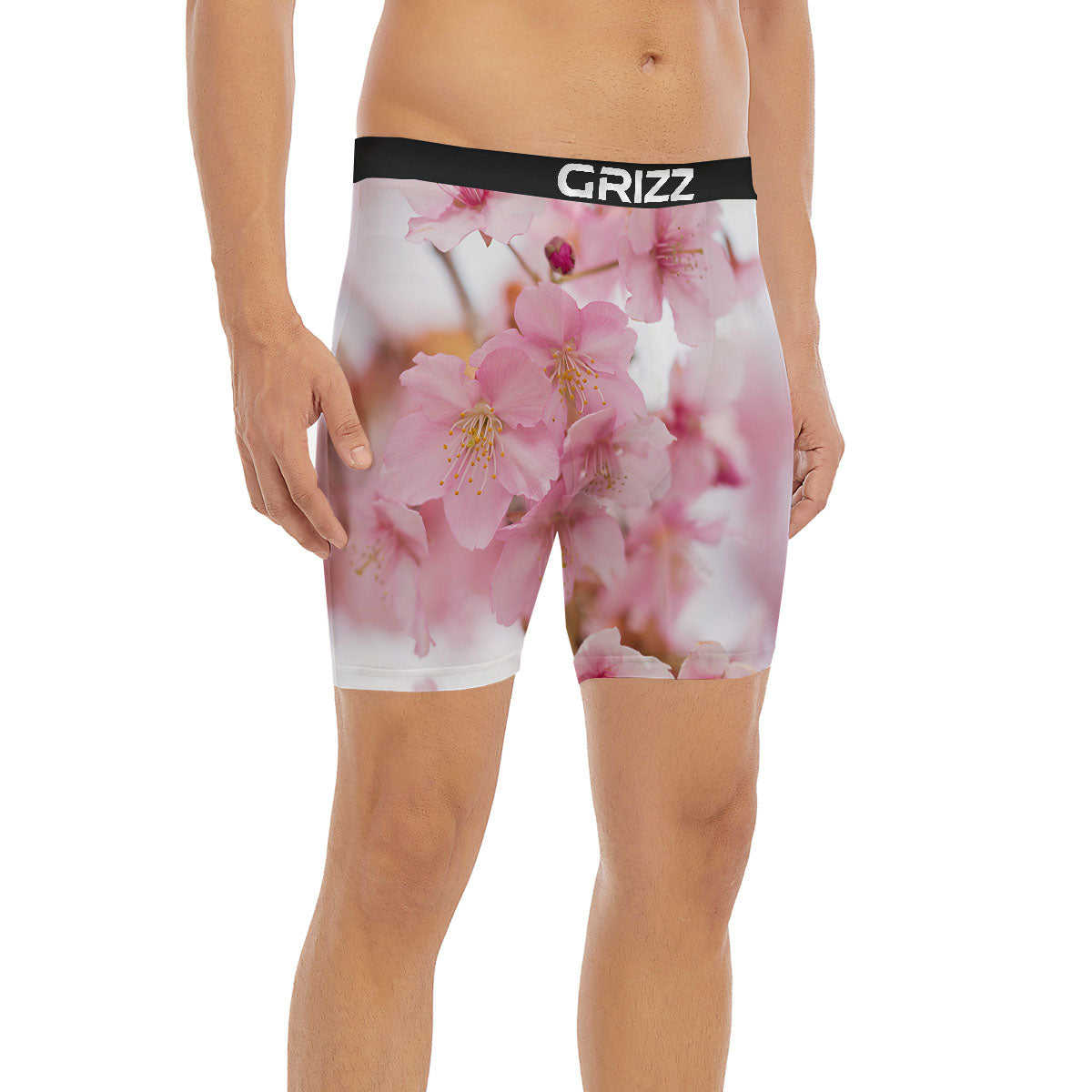 Cherry Blossom Pink Print Boxer Briefs-grizzshop