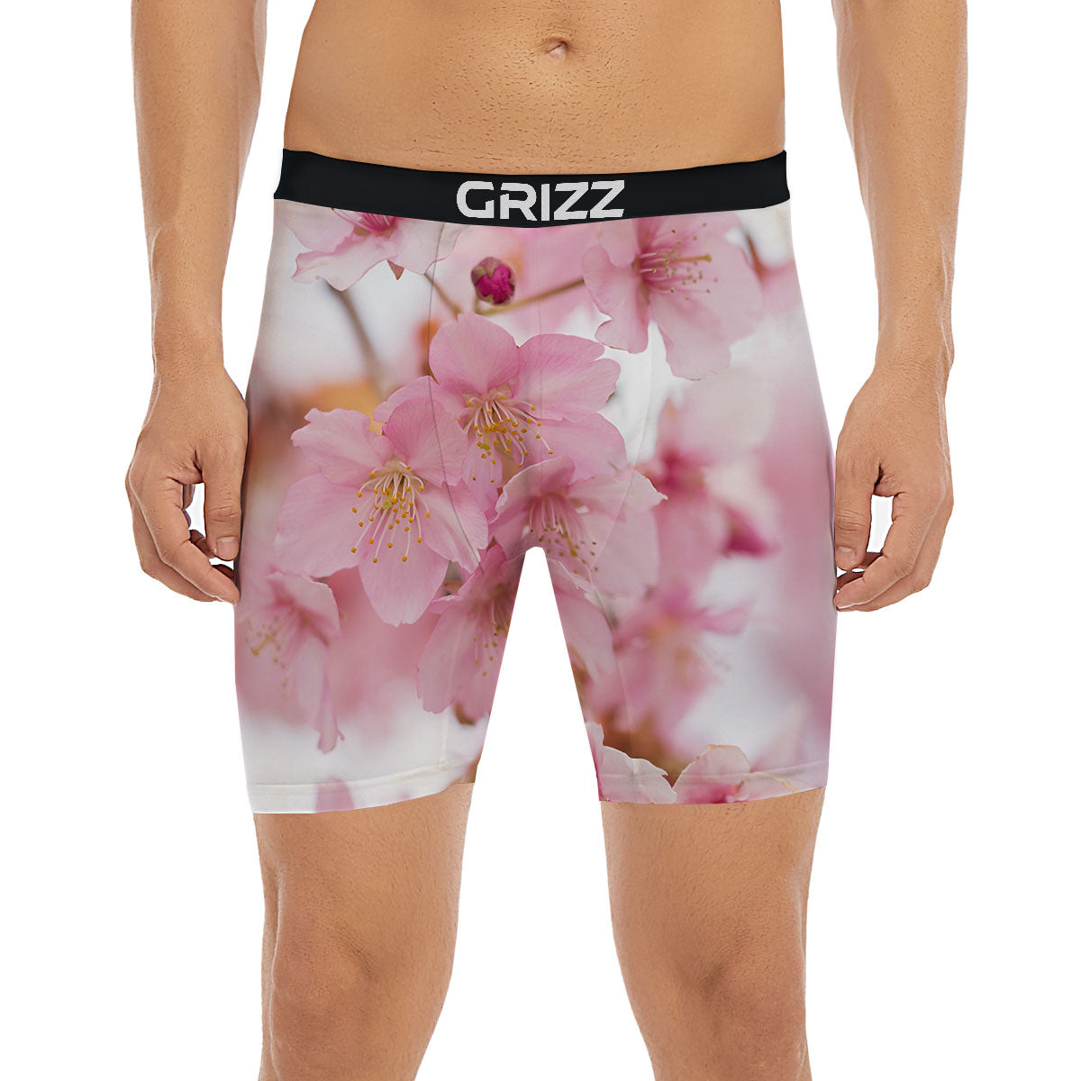 Cherry Blossom Pink Print Boxer Briefs-grizzshop