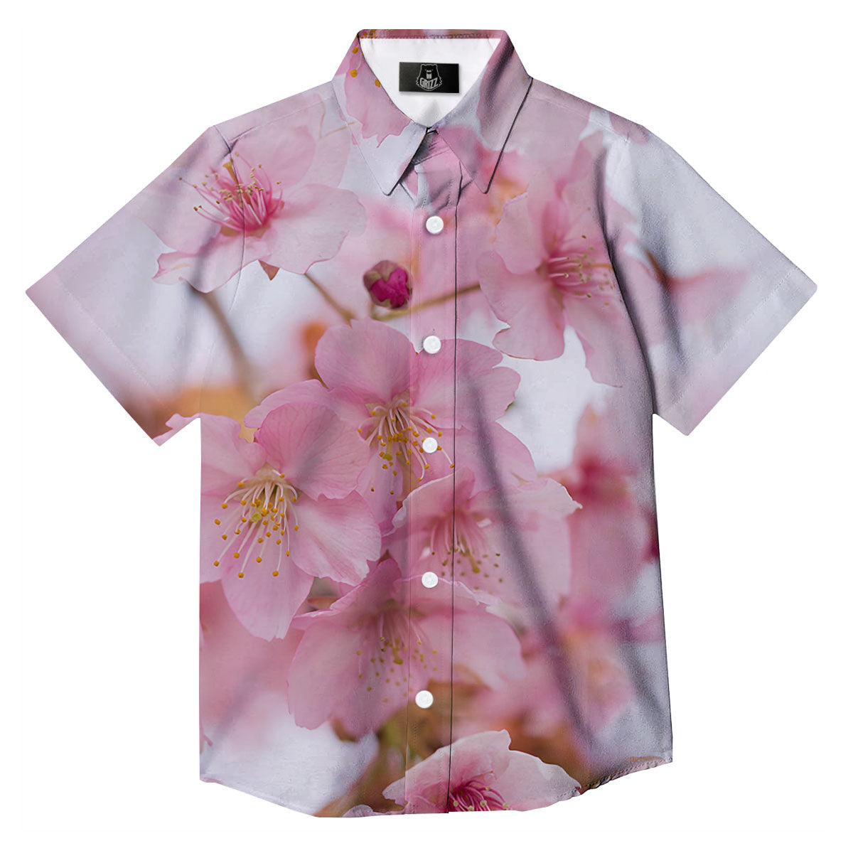 Cherry Blossom Pink Print Button Up Shirt-grizzshop