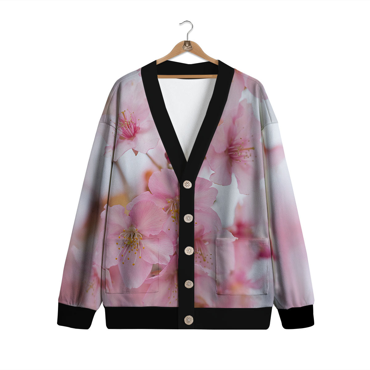 Cherry Blossom Pink Print Cardigan-grizzshop