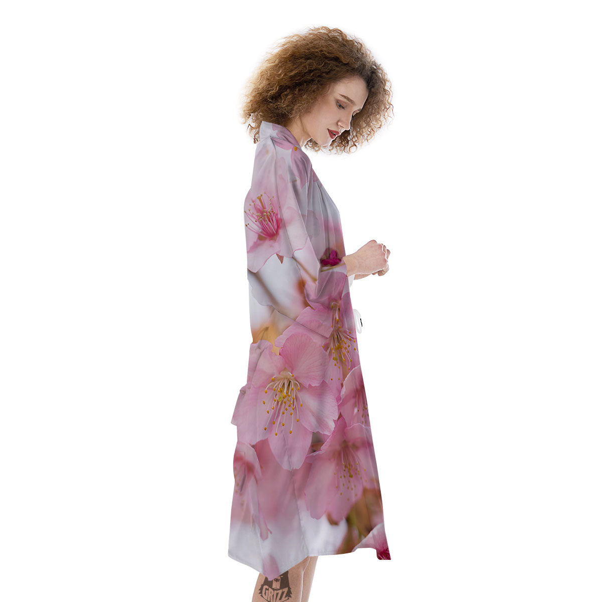 Cherry Blossom Pink Print Kimono-grizzshop