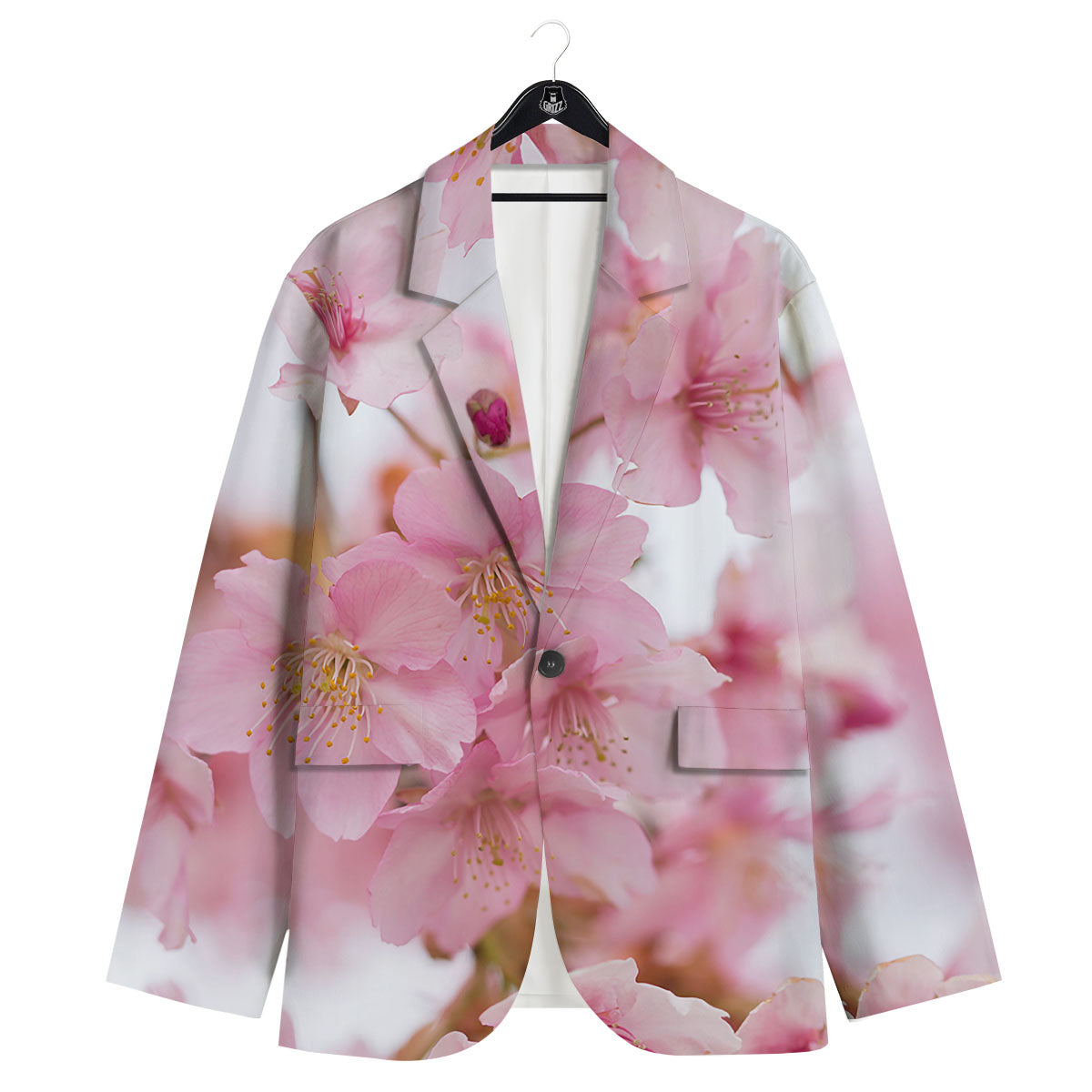Cherry Blossom Pink Print Men's Sport Coat-grizzshop
