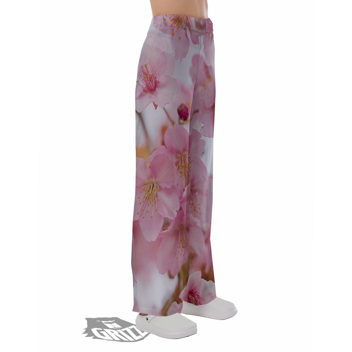 Cherry Blossom Pink Print Pajama Pants-grizzshop