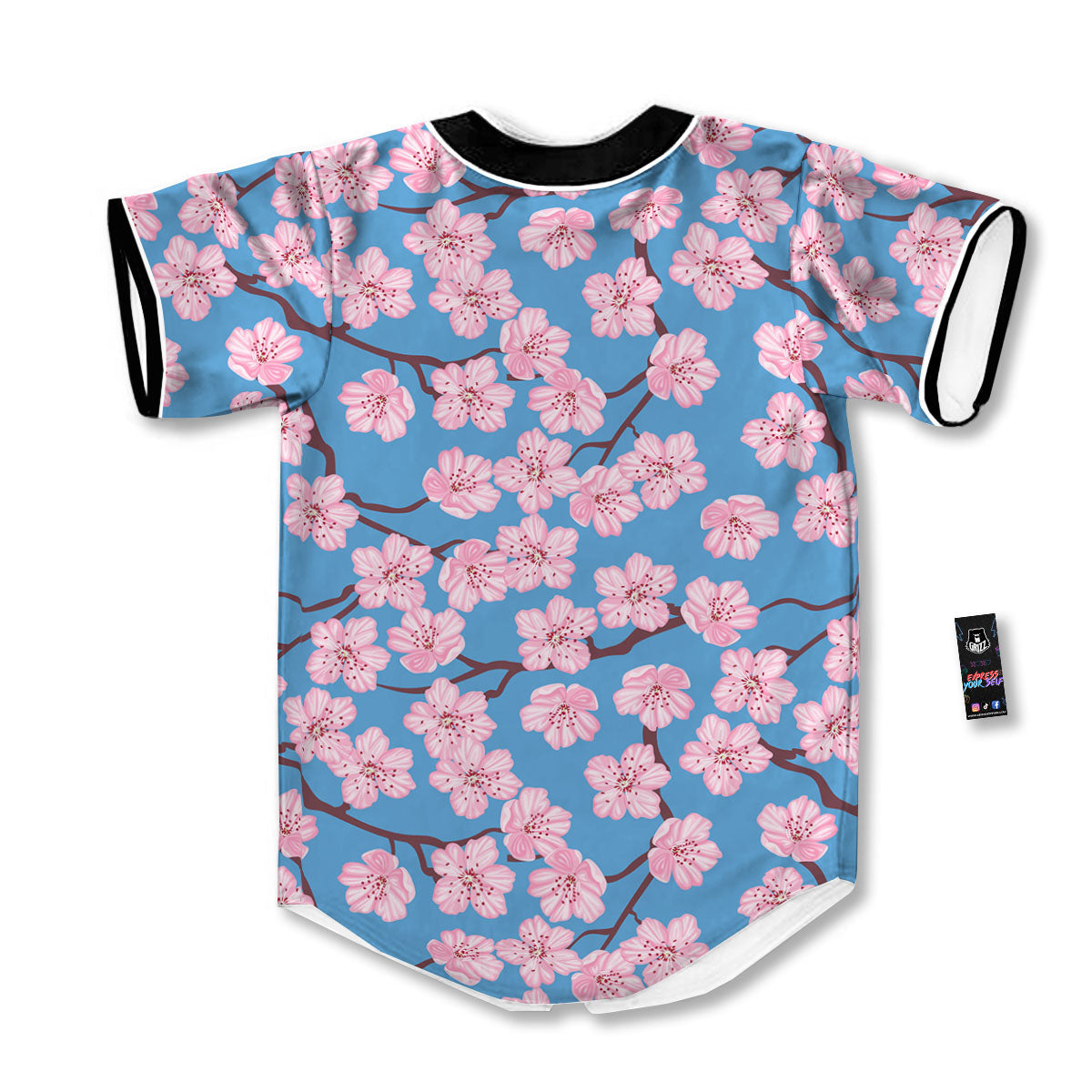 Cherry Blossom Pink Print Pattern Baseball Jersey-grizzshop