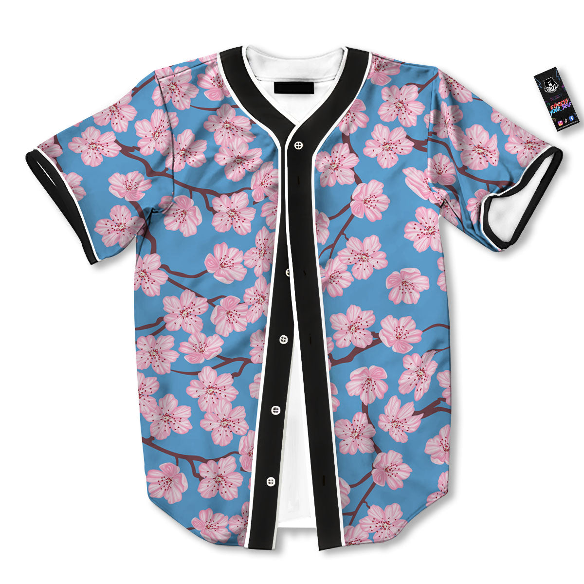 Cherry Blossom Pink Print Pattern Baseball Jersey-grizzshop