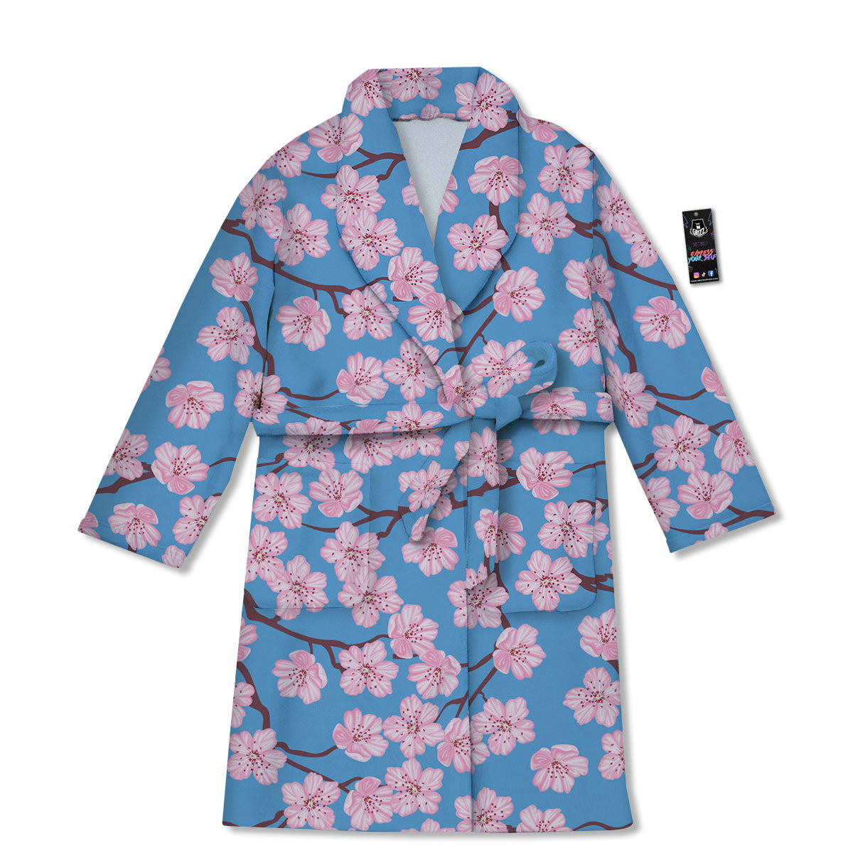 Cherry Blossom Pink Print Pattern Bathrobe-grizzshop