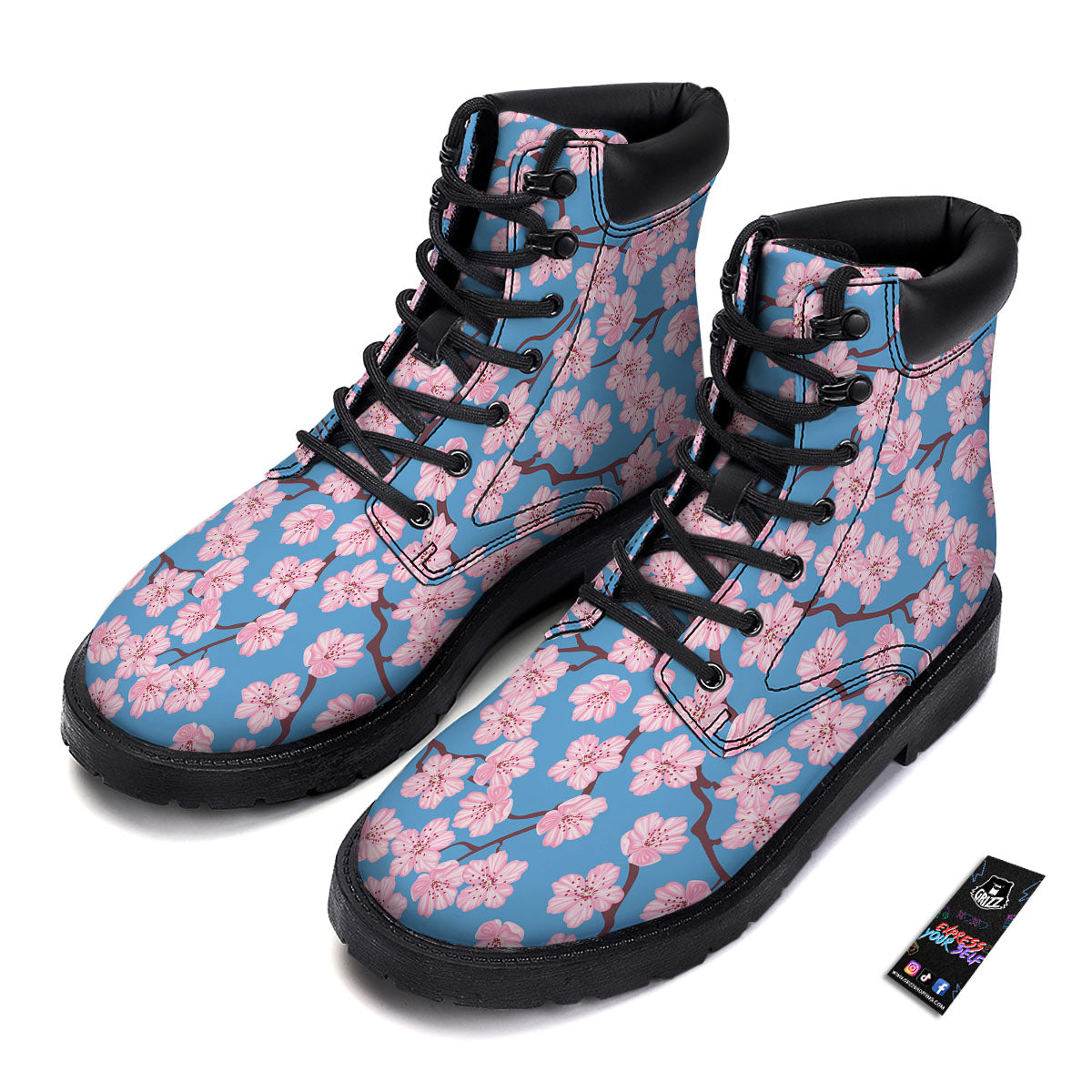 Cherry Blossom Pink Print Pattern Boots-grizzshop