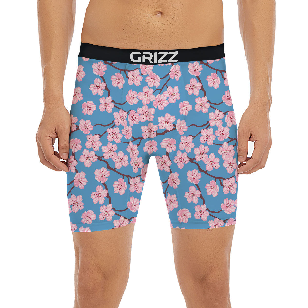 Cherry Blossom Pink Print Pattern Boxer Briefs-grizzshop