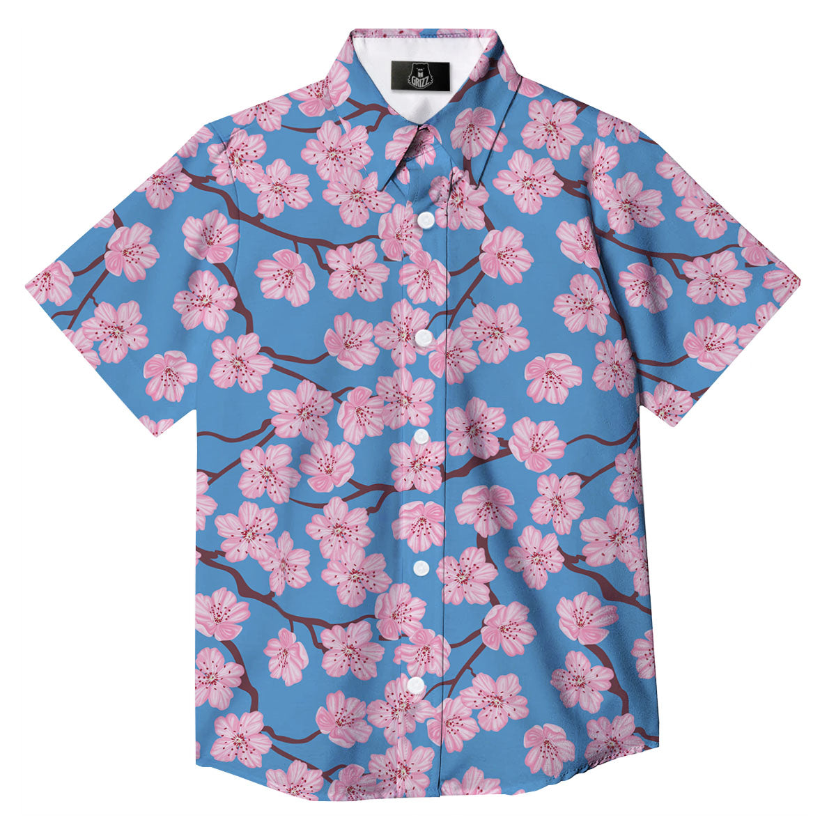 Cherry Blossom Pink Print Pattern Button Up Shirt-grizzshop