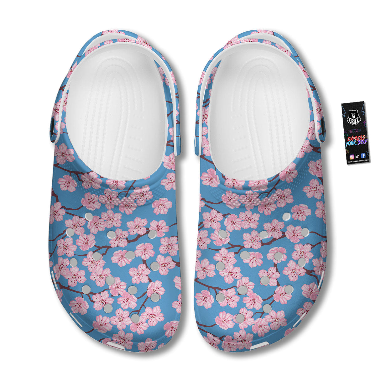Cherry Blossom Pink Print Pattern Clog-grizzshop