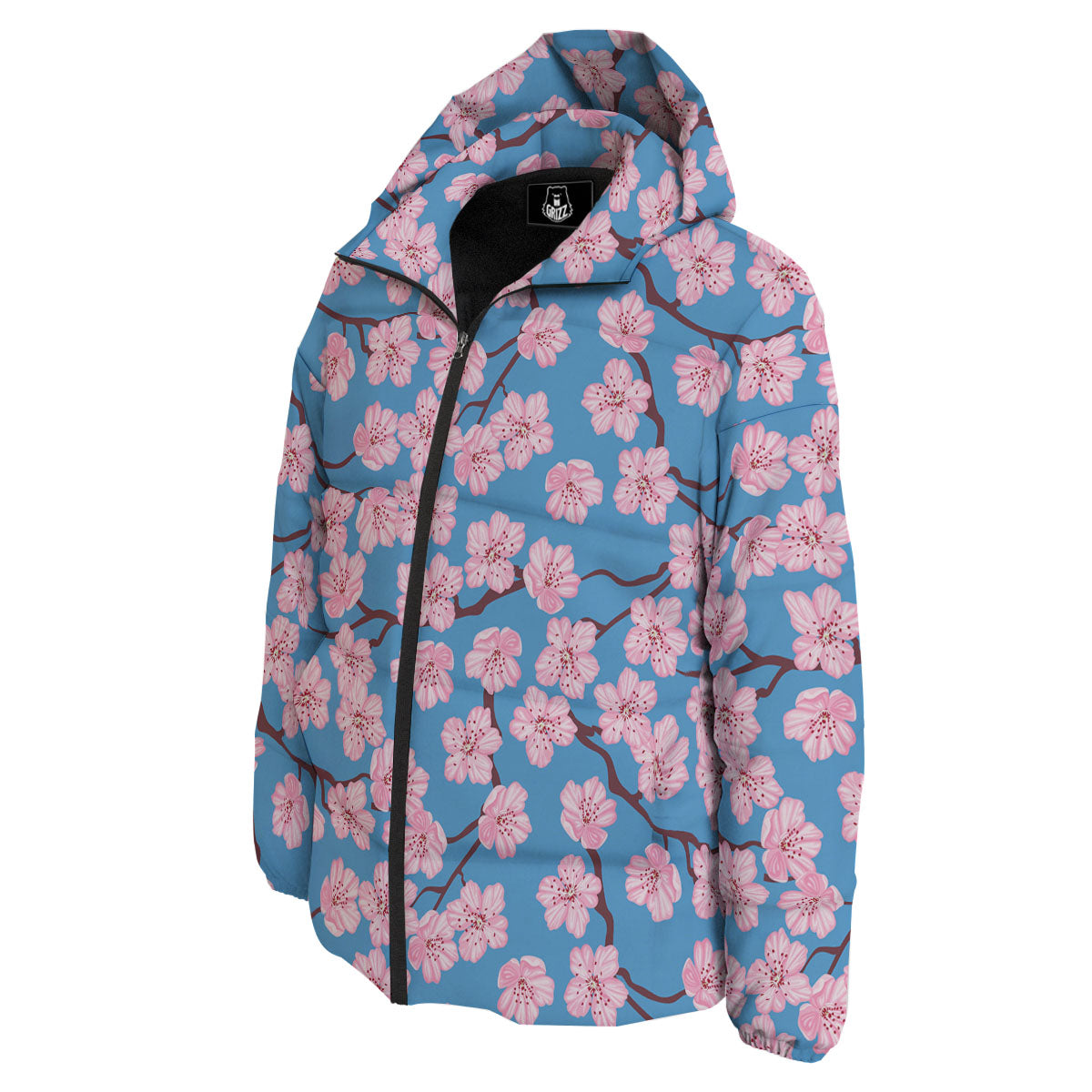 Cherry Blossom Pink Print Pattern Down Jacket-grizzshop