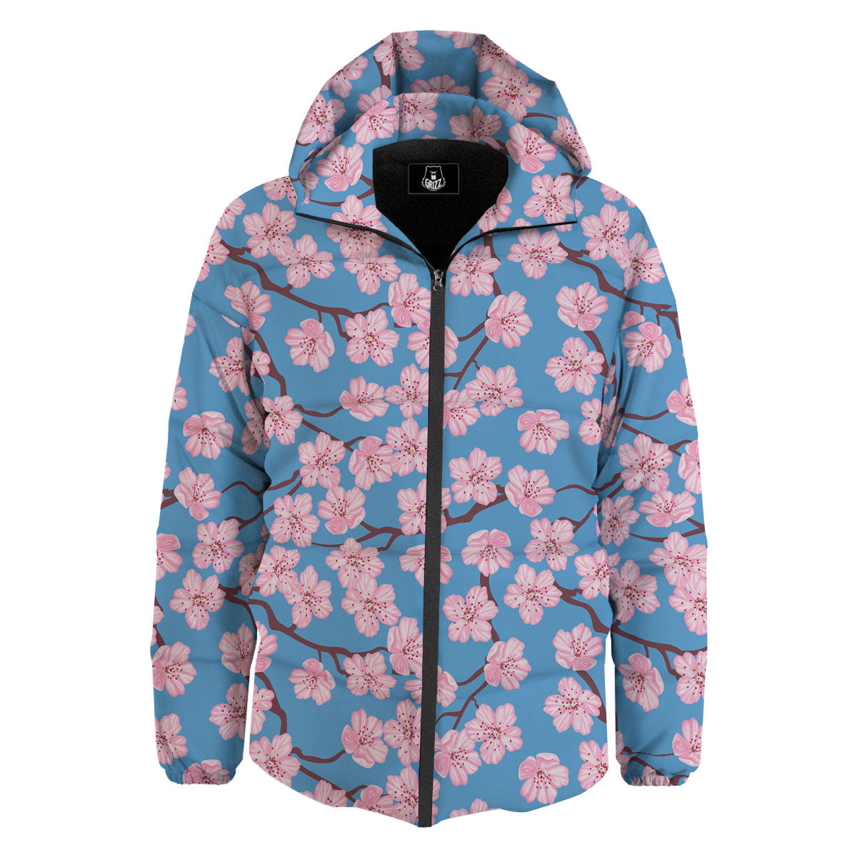 Cherry Blossom Pink Print Pattern Down Jacket-grizzshop