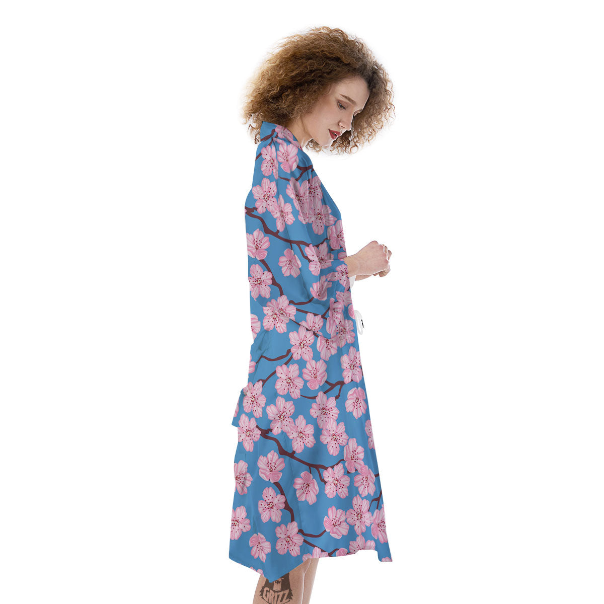Cherry Blossom Pink Print Pattern Kimono-grizzshop