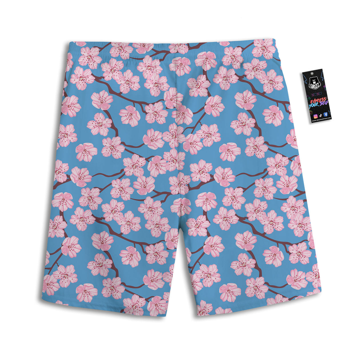Cherry Blossom Pink Print Pattern Men's Athletic Shorts