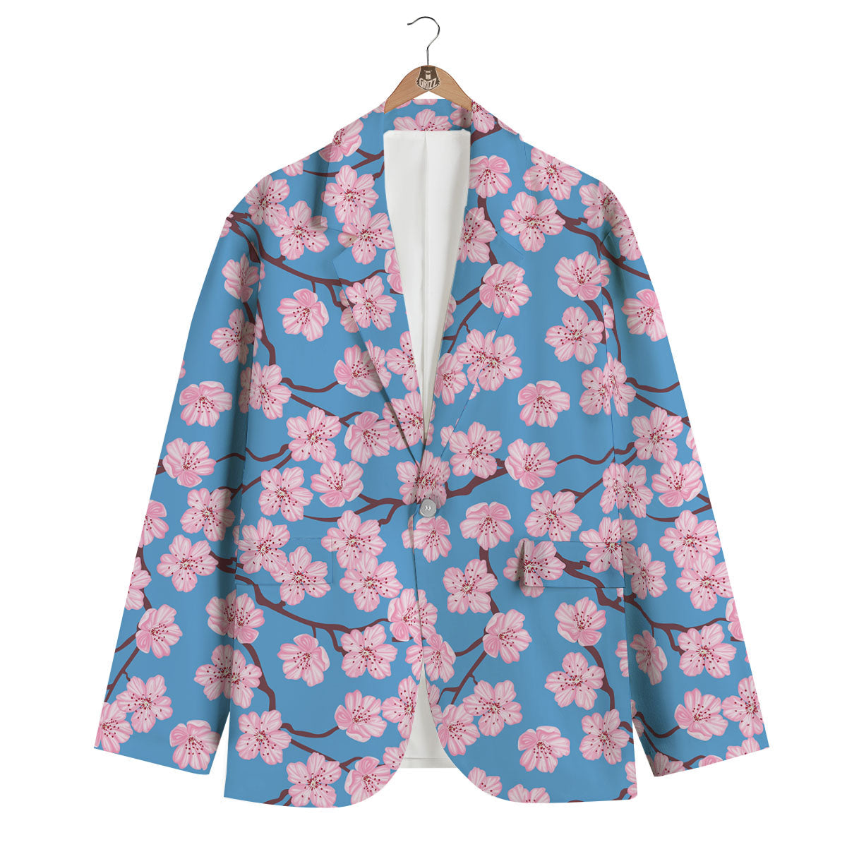Cherry Blossom Pink Print Pattern Men's Blazer-grizzshop