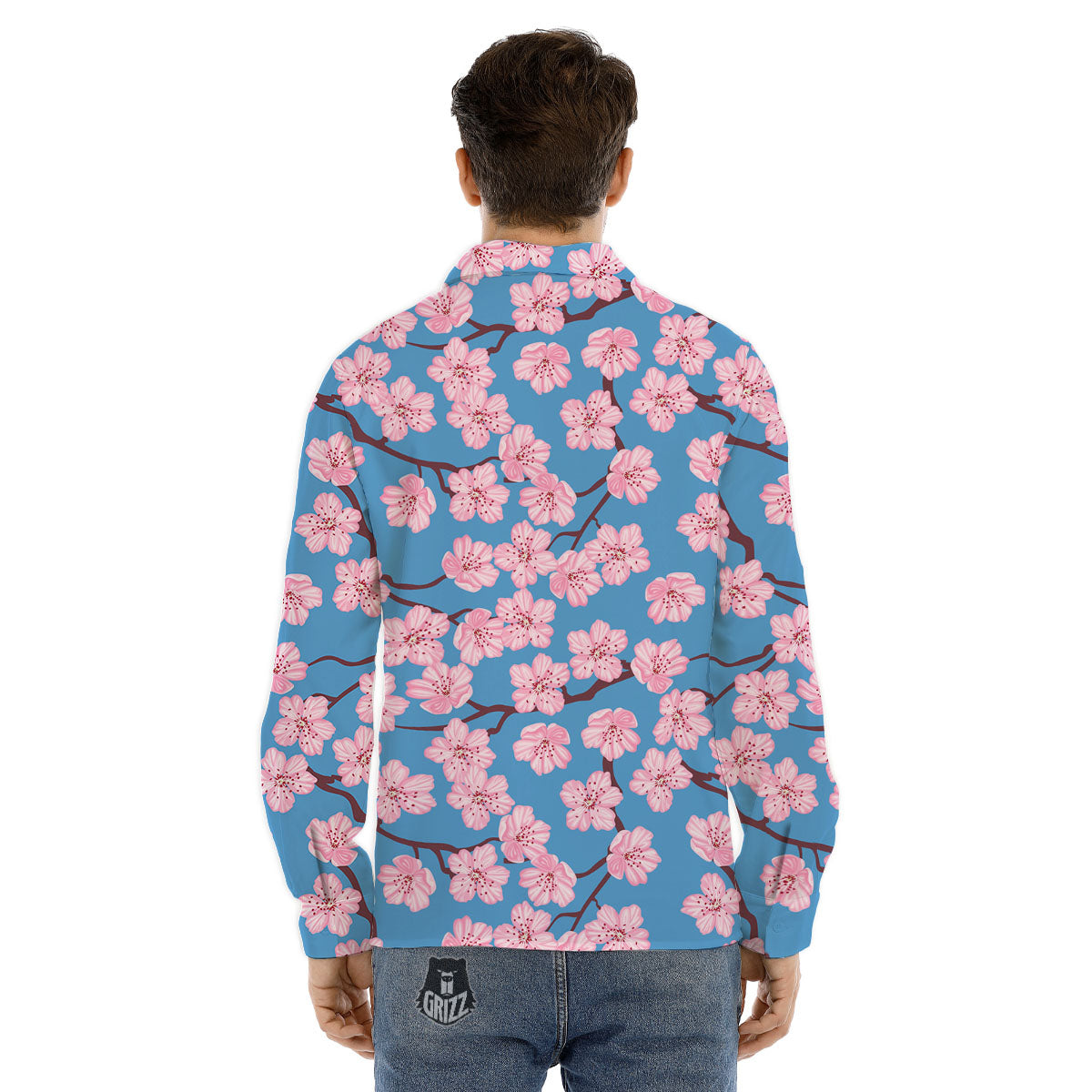 Cherry Blossom Pink Print Pattern Men's Dress Shirts-grizzshop