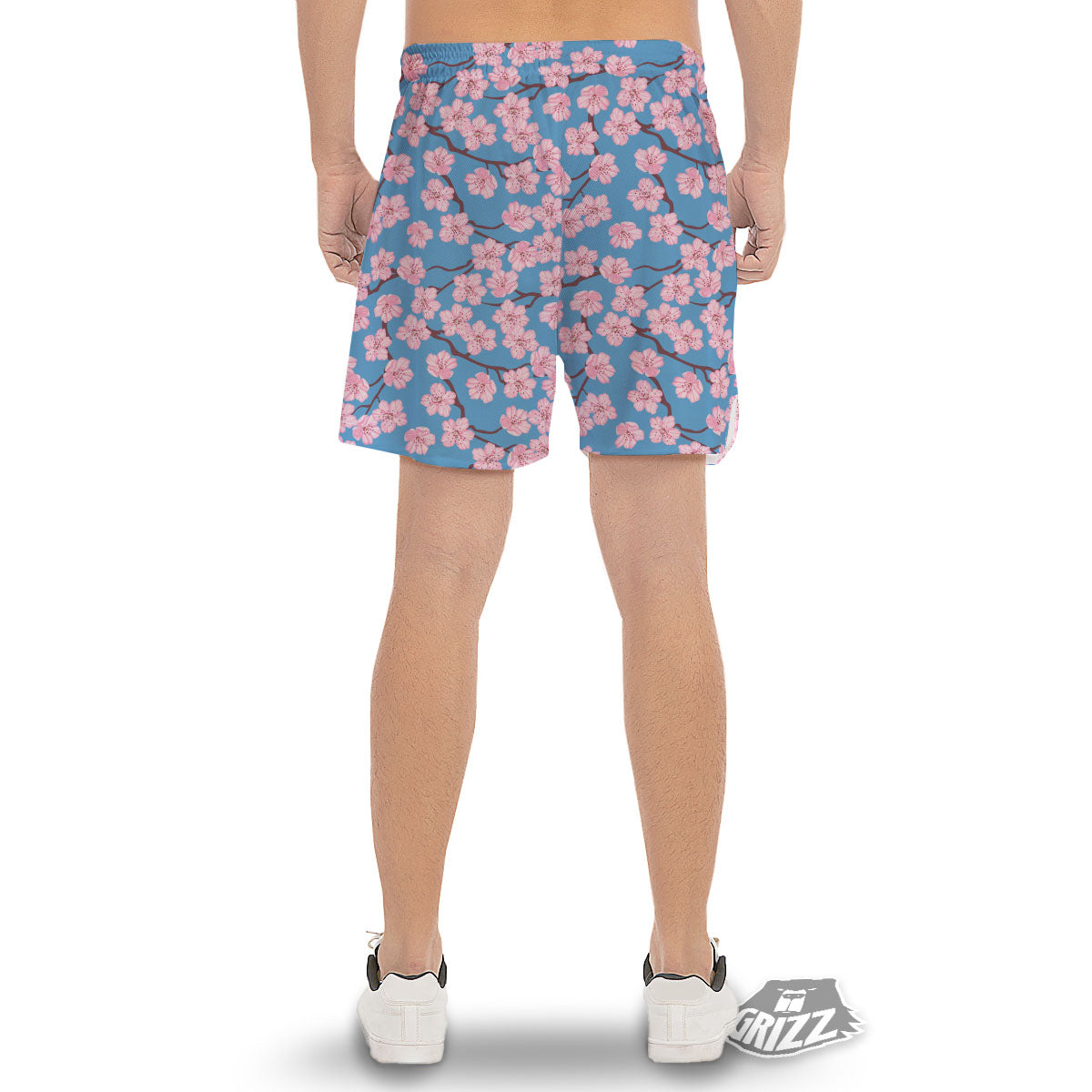 Cherry Blossom Pink Print Pattern Men's Gym Shorts-grizzshop