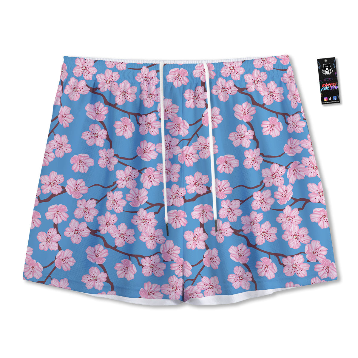 Cherry Blossom Pink Print Pattern Mesh Shorts