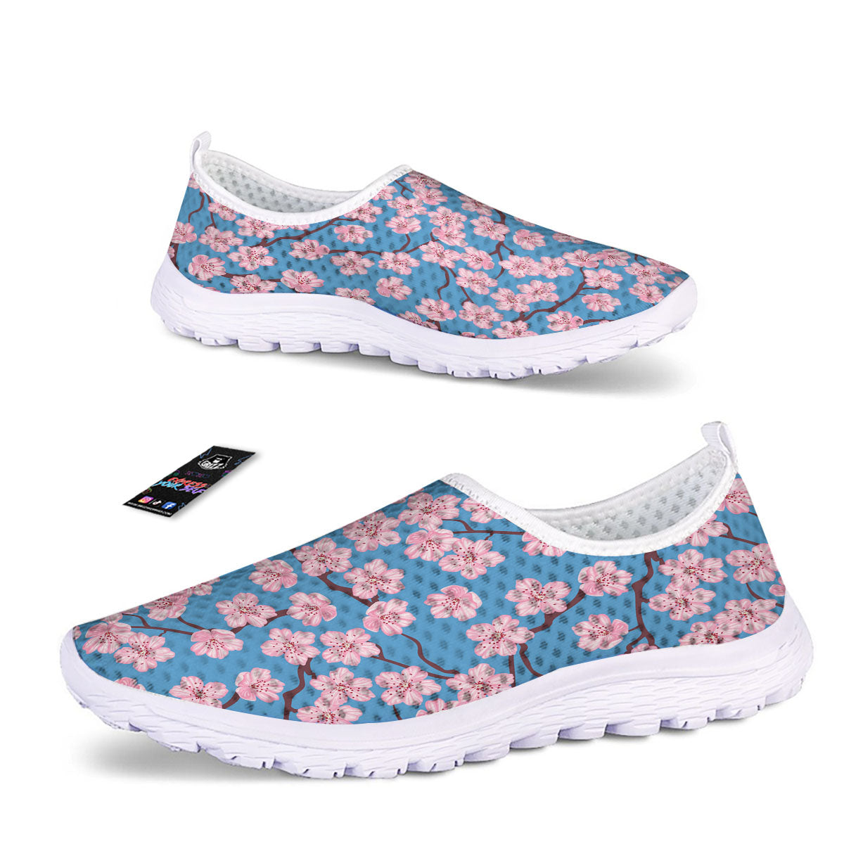 Cherry Blossom Pink Print Pattern Nurse Shoes-grizzshop