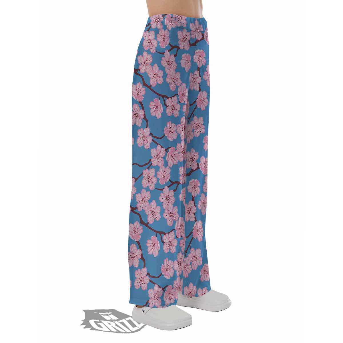 Cherry Blossom Pink Print Pattern Pajama Pants-grizzshop