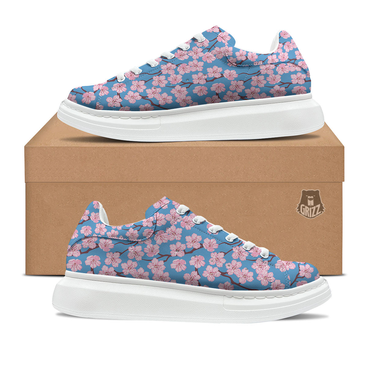 Cherry Blossom Pink Print Pattern Platform Shoes-grizzshop