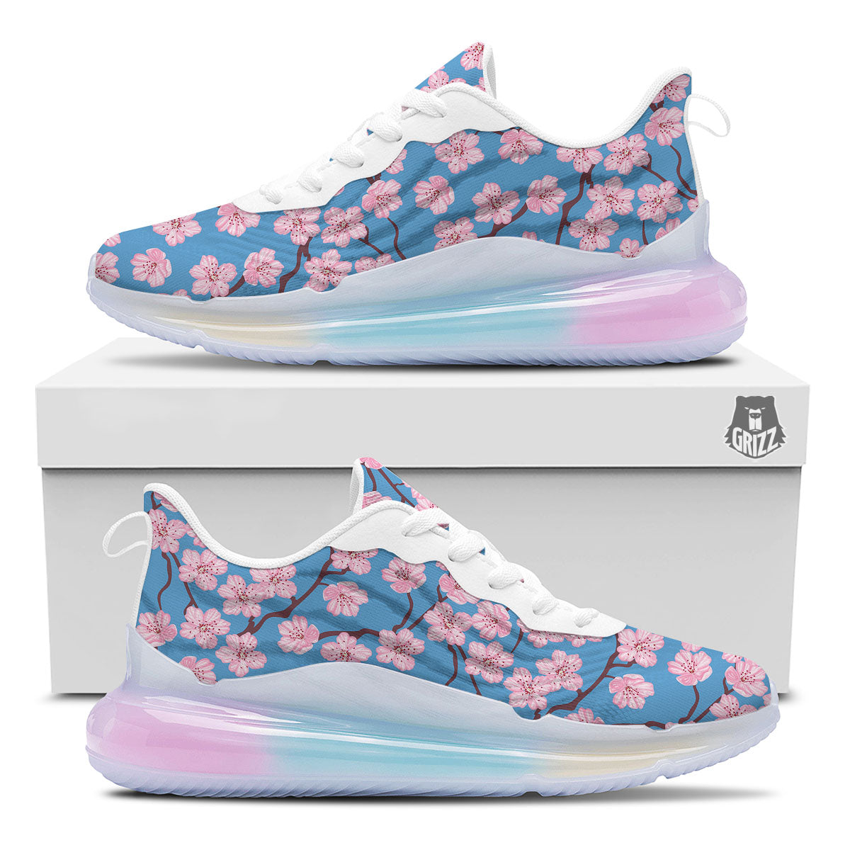 Cherry Blossom Pink Print Pattern Running Sneakers-grizzshop