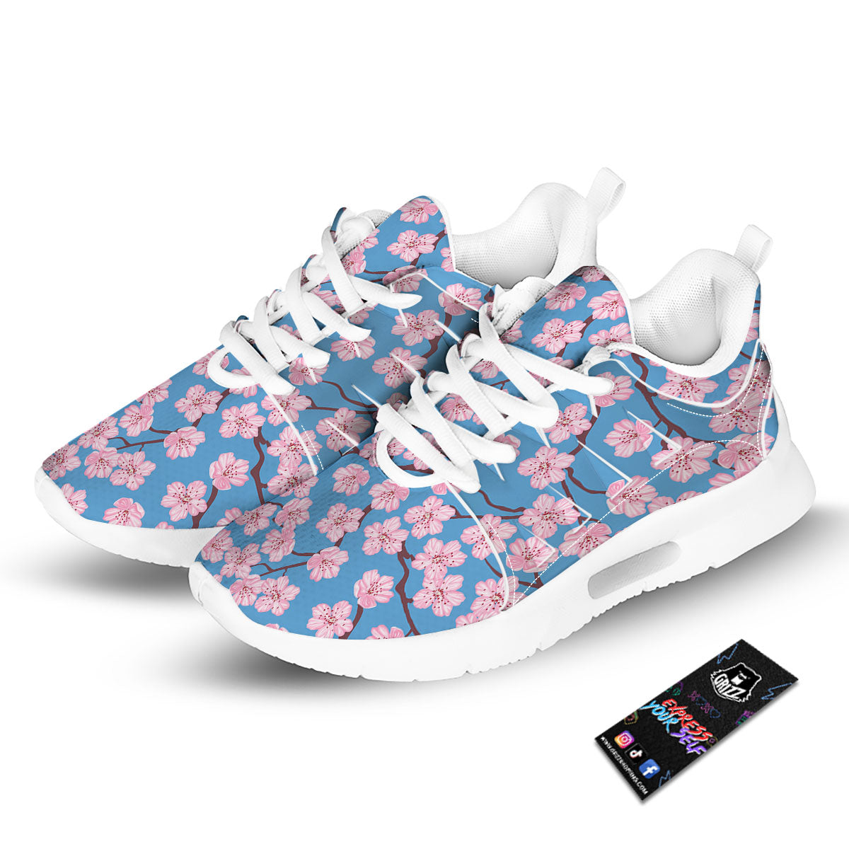 Cherry Blossom Pink Print Pattern Tennis Shoes-grizzshop