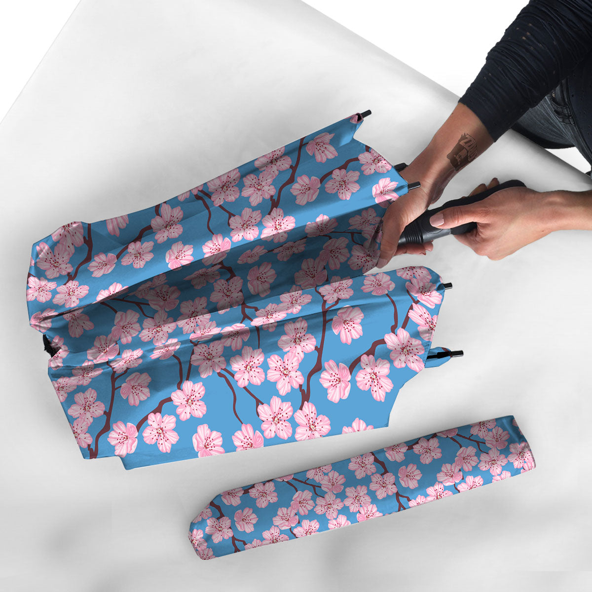 Cherry Blossom Pink Print Pattern Umbrella-grizzshop