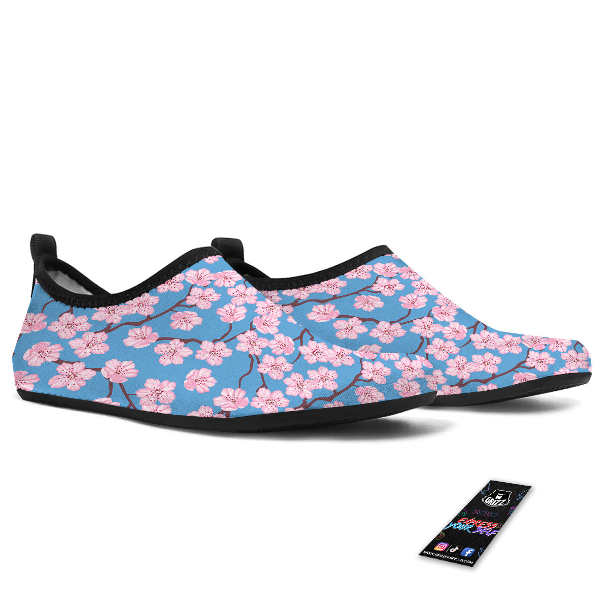 Cherry Blossom Pink Print Pattern Water Shoes-grizzshop