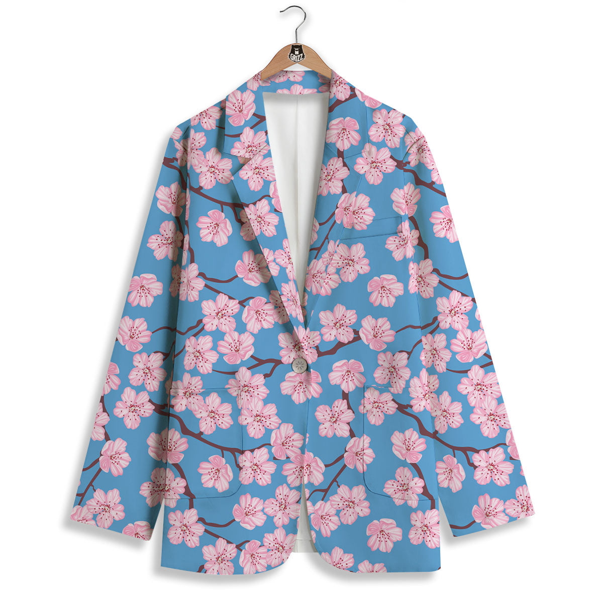 Cherry Blossom Pink Print Pattern Women's Blazer-grizzshop