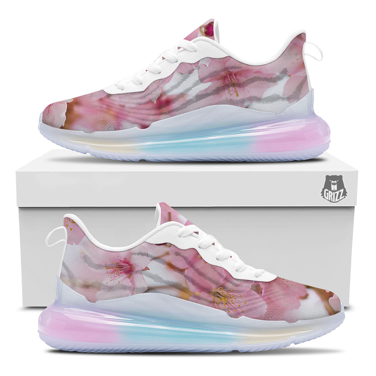 Cherry Blossom Pink Print Running Sneakers-grizzshop