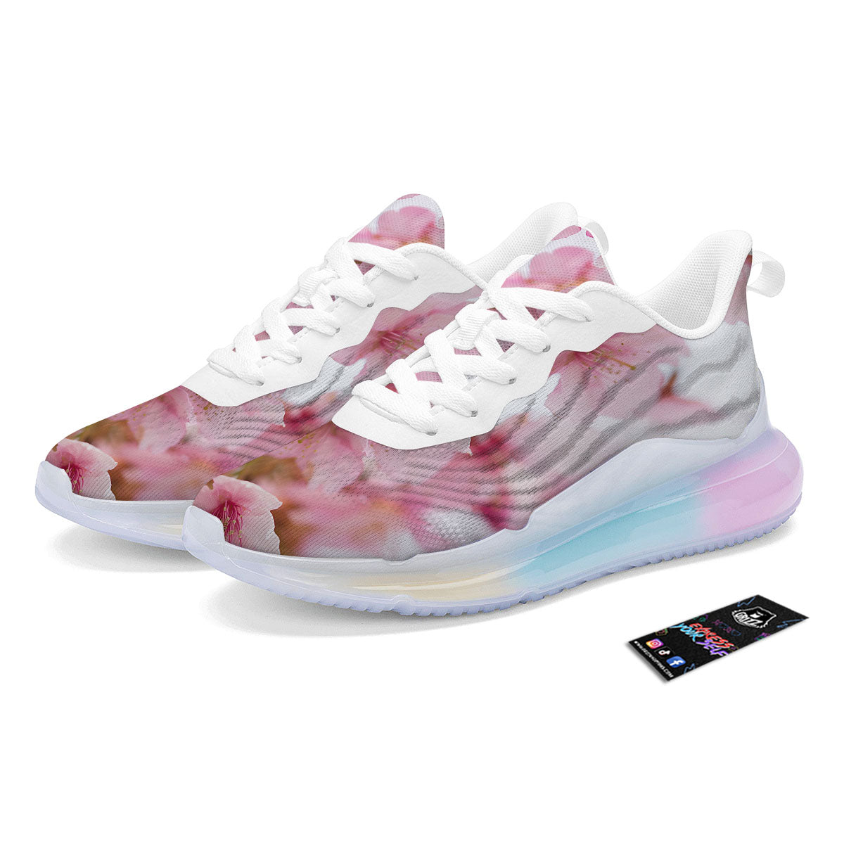 Cherry Blossom Pink Print Running Sneakers-grizzshop