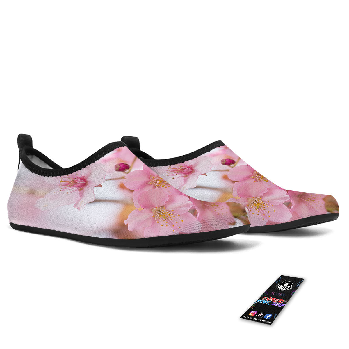 Cherry Blossom Pink Print Water Shoes-grizzshop
