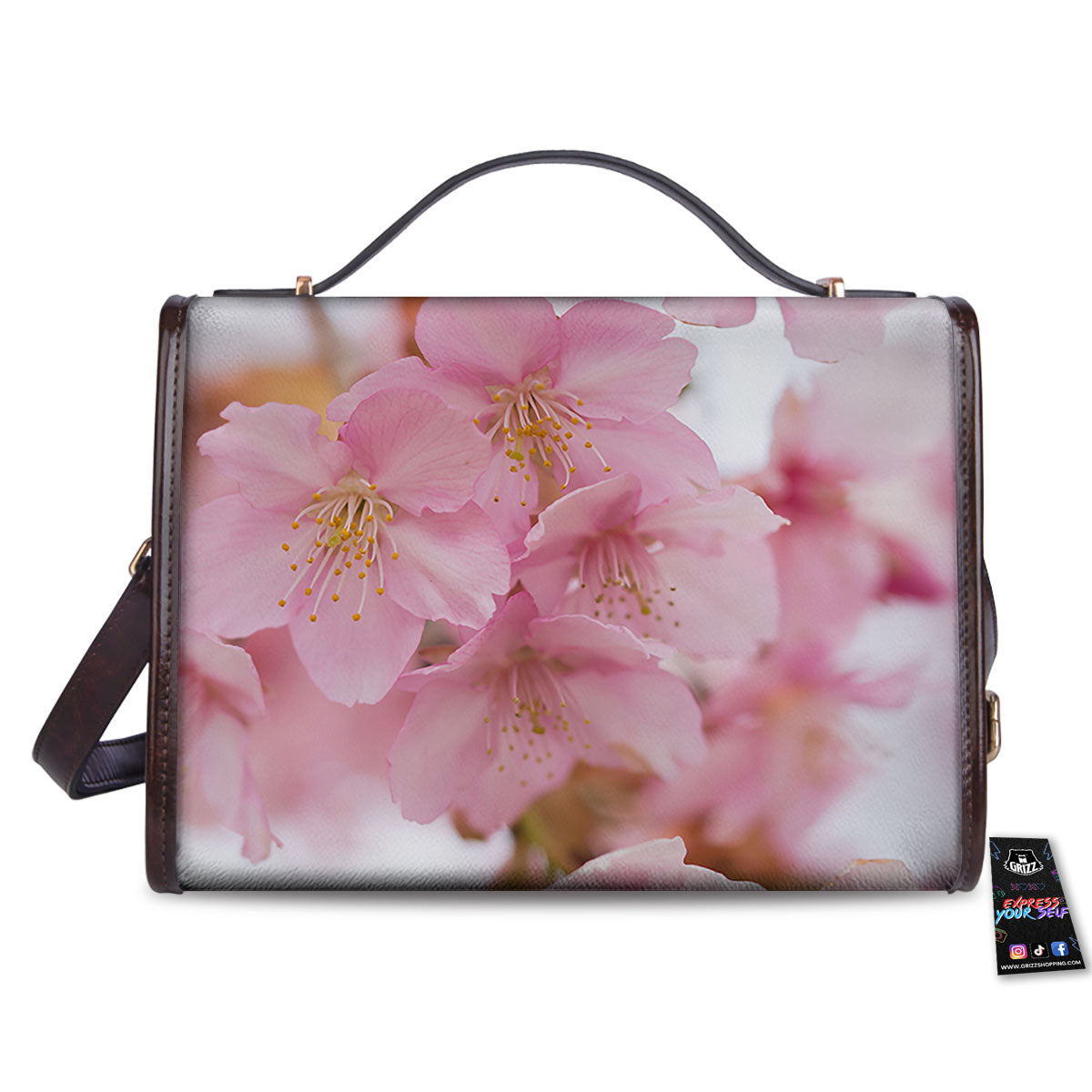 Cherry Blossom Pink Print Women's Satchel Bag-grizzshop