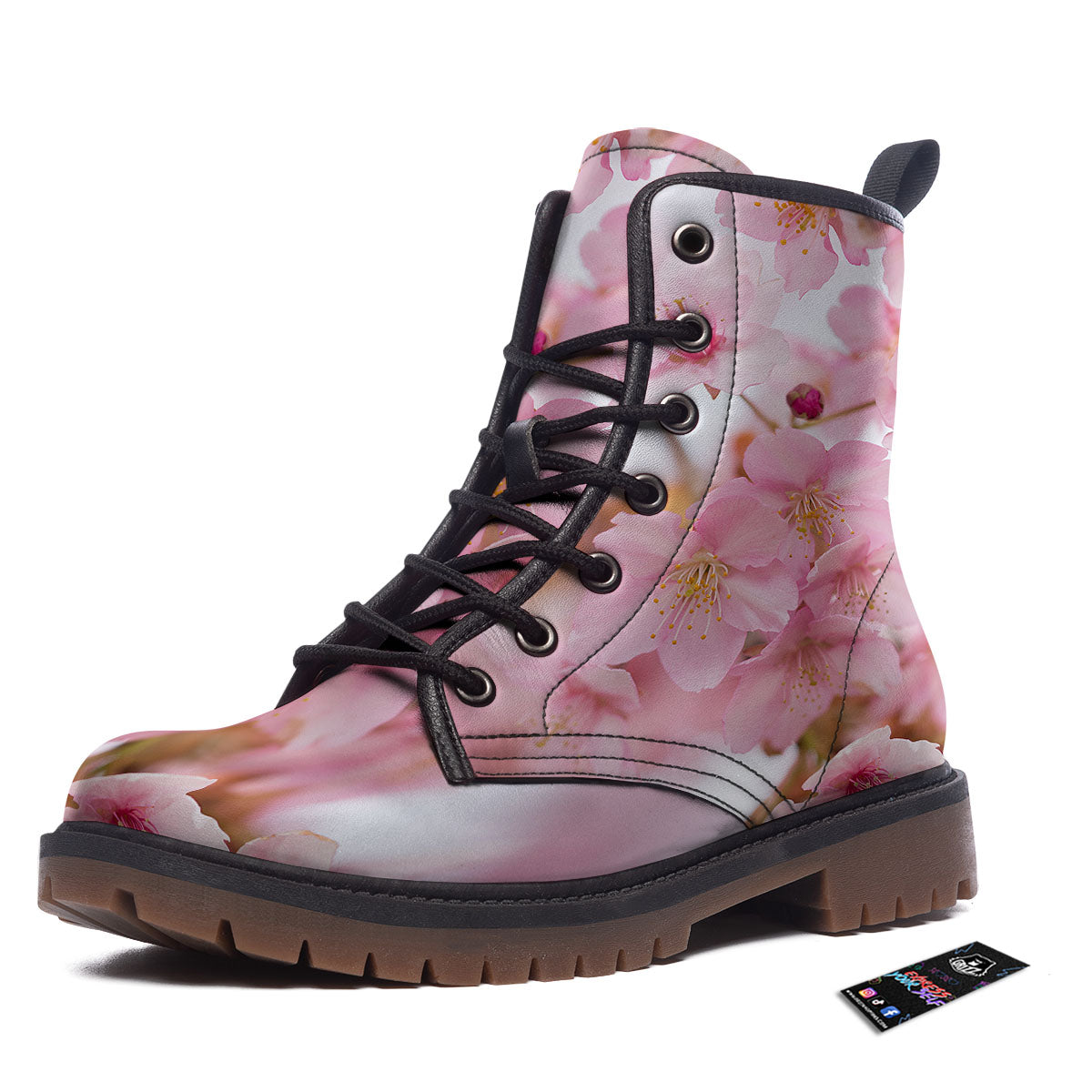 Cherry Blossom Pink Print Work Boots-grizzshop