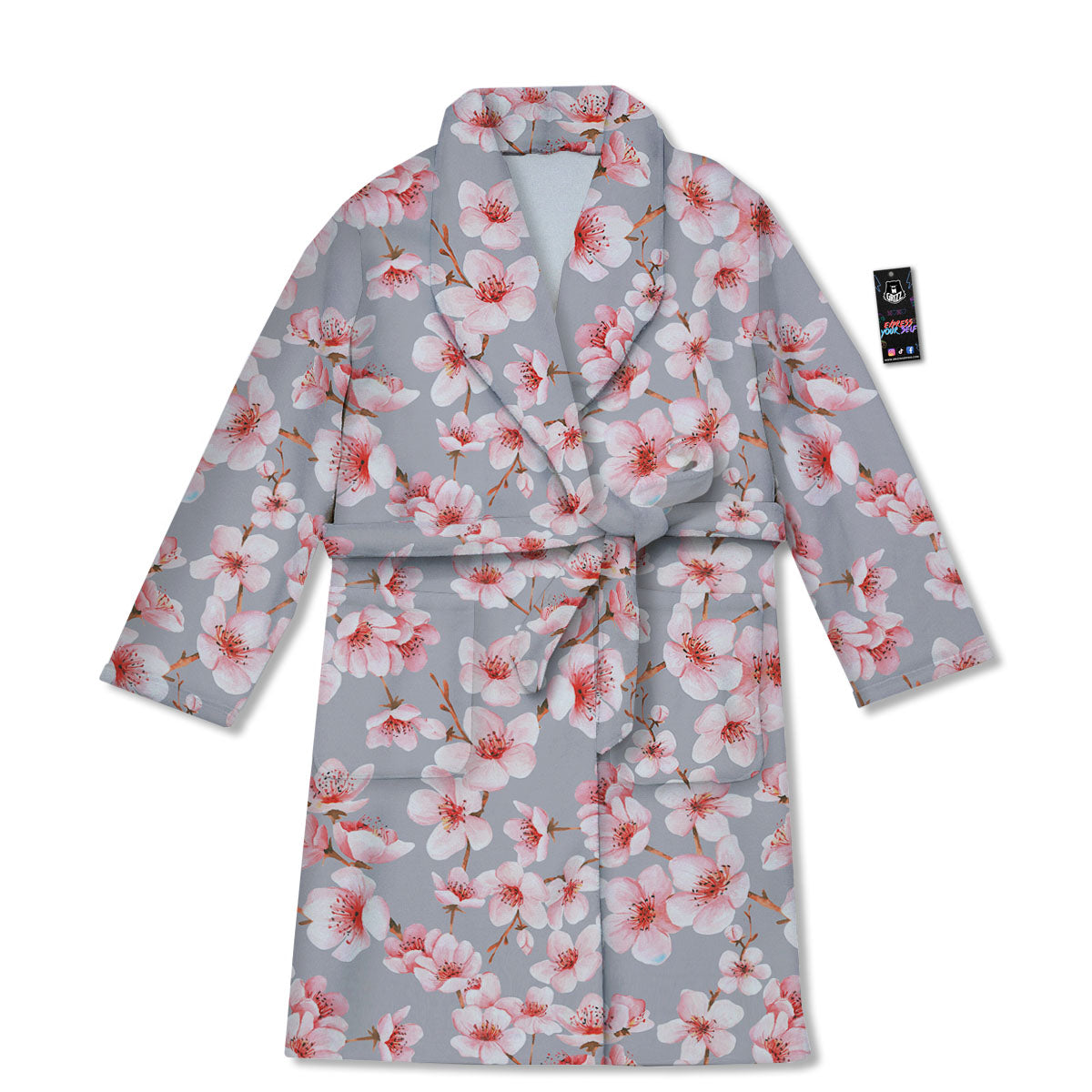 Cherry Blossom Pink Sakura Print Pattern Bathrobe-grizzshop