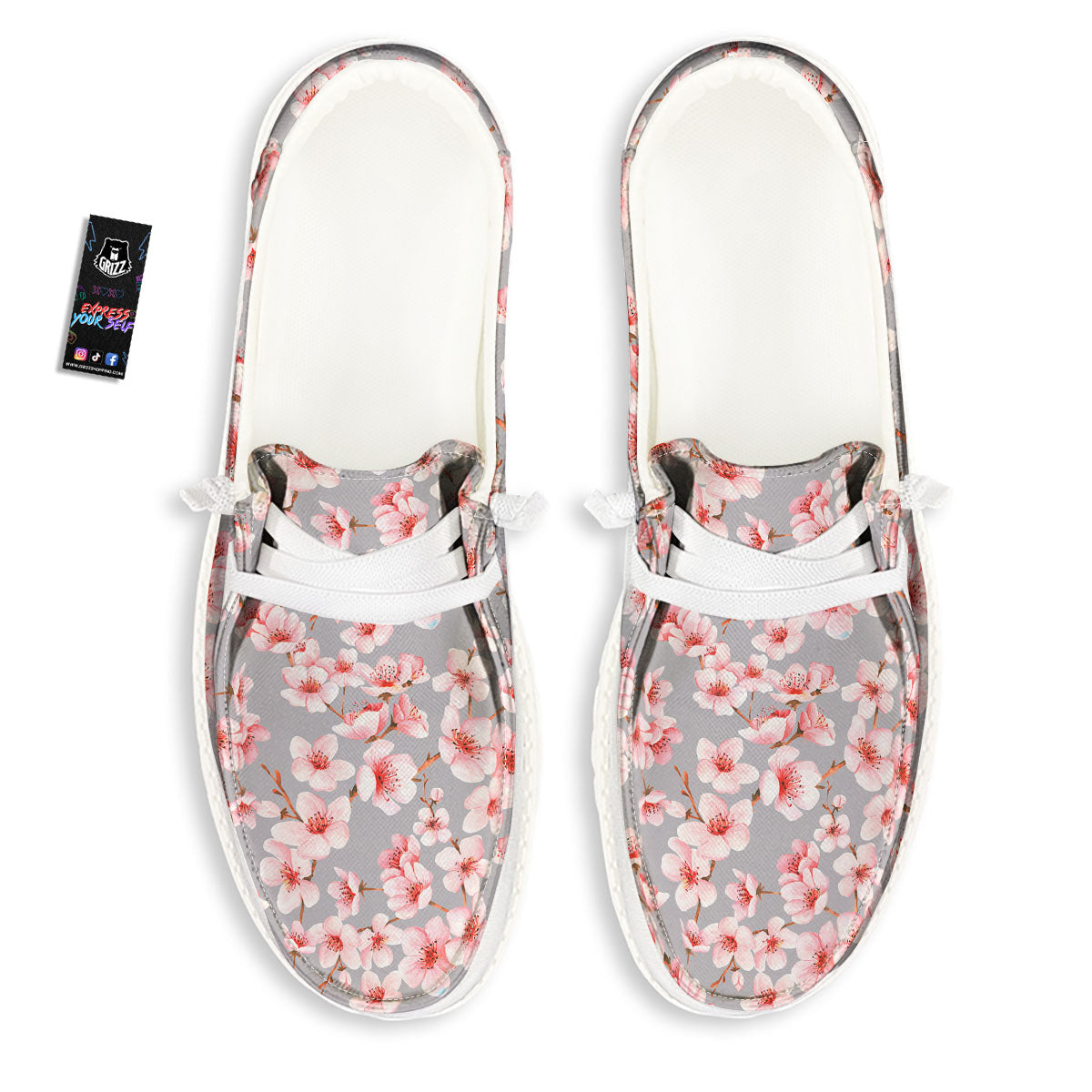 Cherry Blossom Pink Sakura Print Pattern Black Loafers-grizzshop