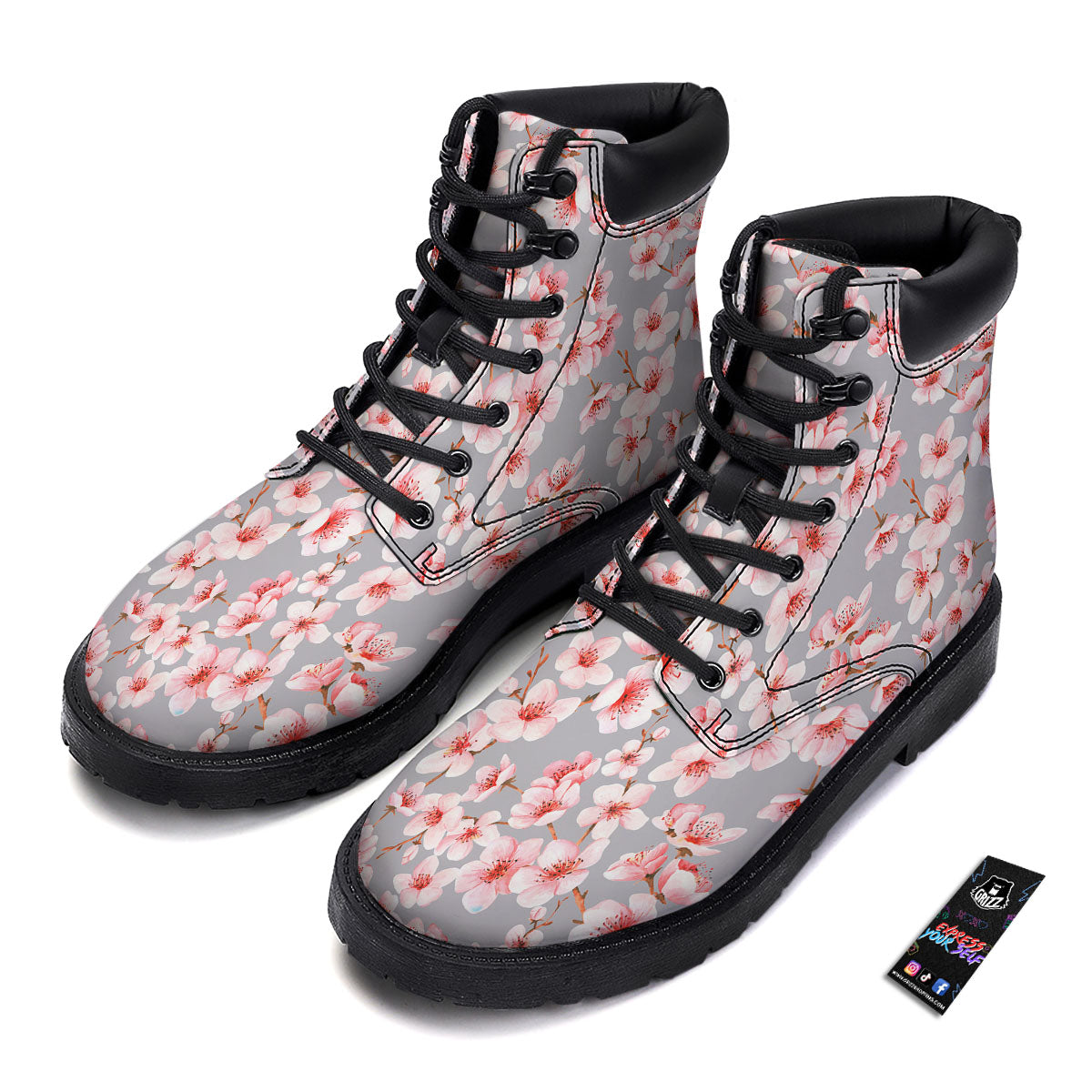 Cherry Blossom Pink Sakura Print Pattern Boots-grizzshop