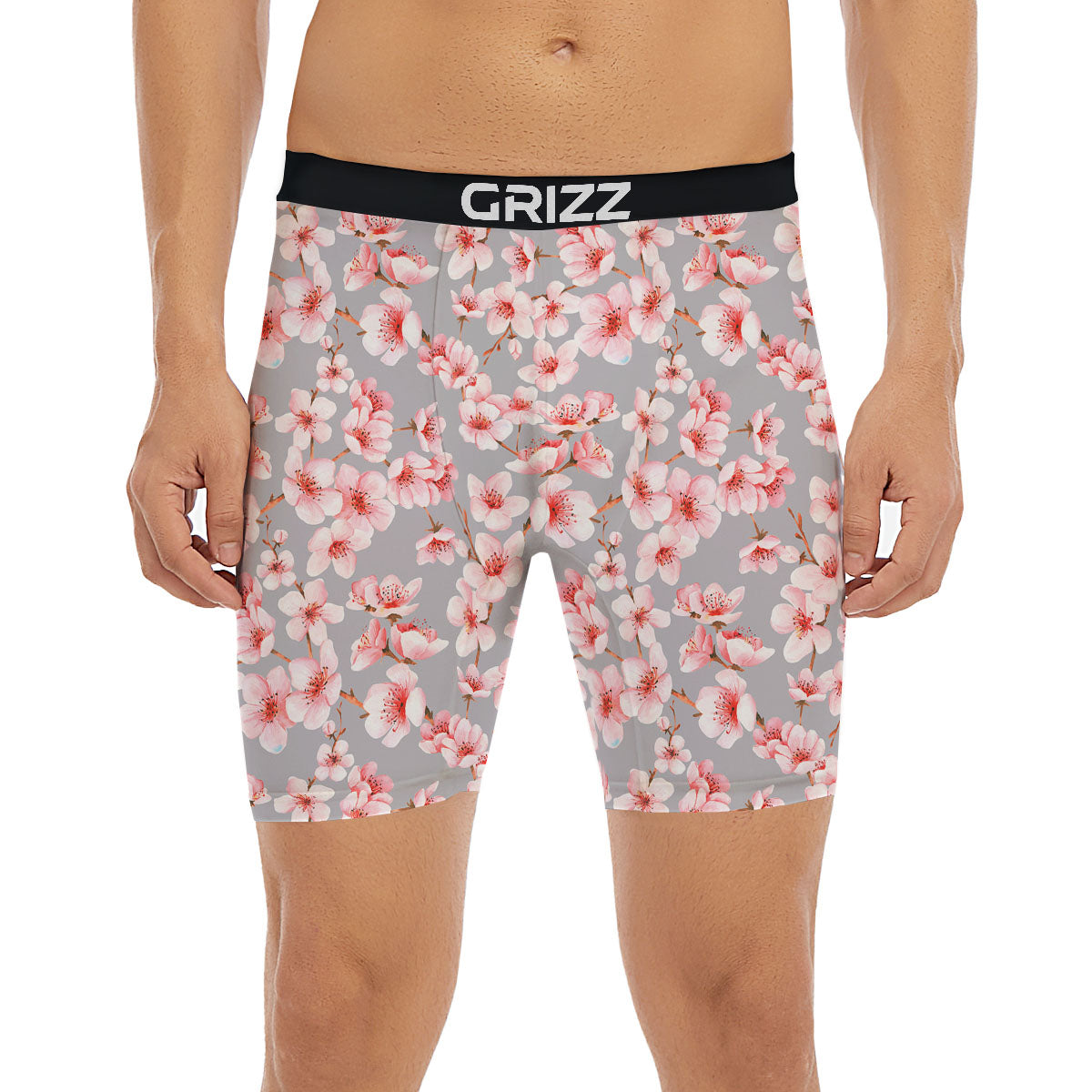 Cherry Blossom Pink Sakura Print Pattern Boxer Briefs-grizzshop