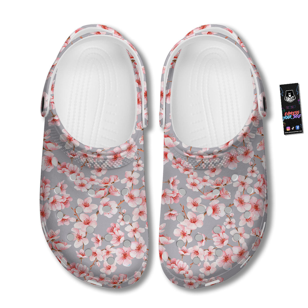 Cherry Blossom Pink Sakura Print Pattern Clog-grizzshop