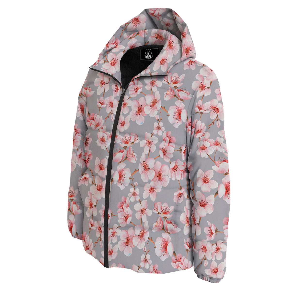 Cherry Blossom Pink Sakura Print Pattern Down Jacket-grizzshop