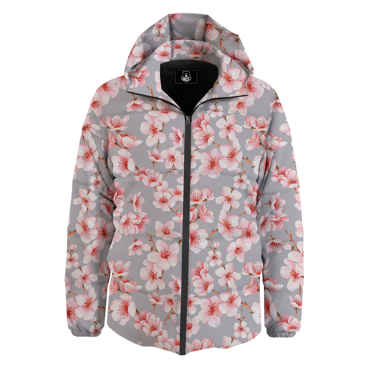 Cherry Blossom Pink Sakura Print Pattern Down Jacket-grizzshop
