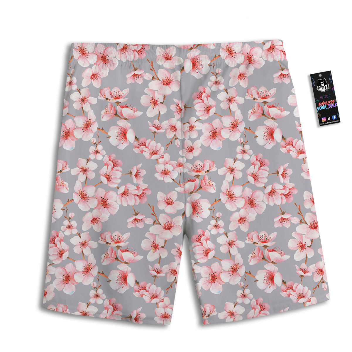 Cherry Blossom Pink Sakura Print Pattern Men's Athletic Shorts
