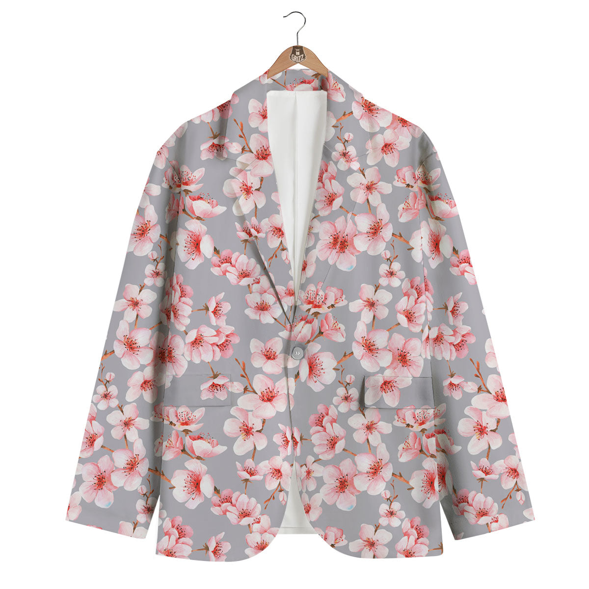Cherry Blossom Pink Sakura Print Pattern Men's Blazer-grizzshop