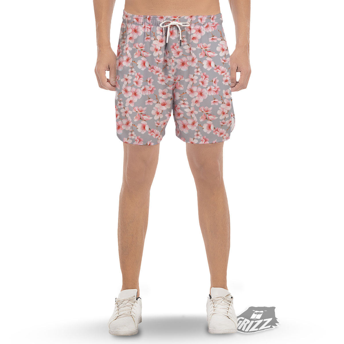 Cherry Blossom Pink Sakura Print Pattern Men's Gym Shorts-grizzshop