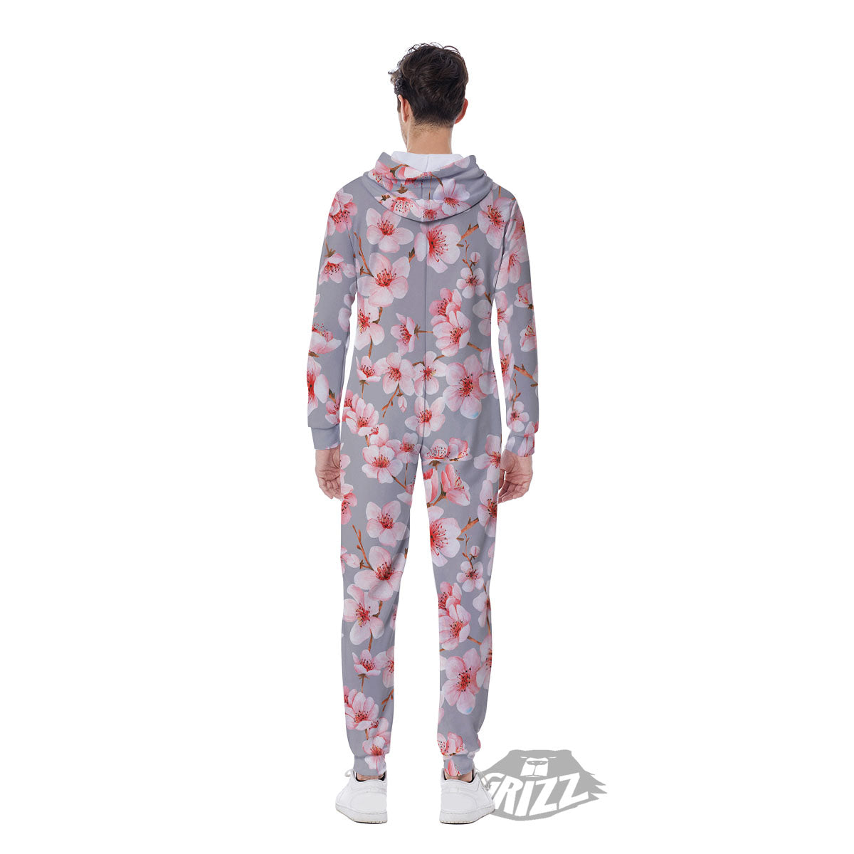 Cherry Blossom Pink Sakura Print Pattern Men's Jumpsuit-grizzshop